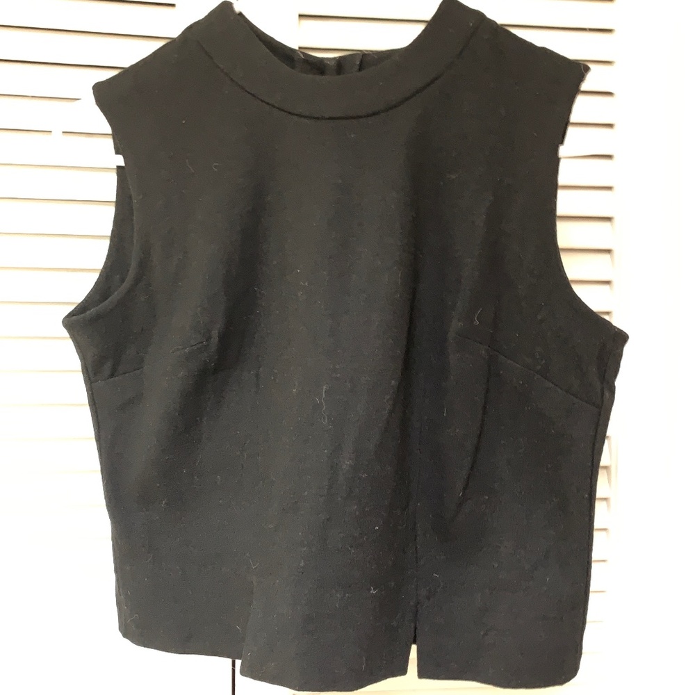 Vintage 1960s Wool Knit Petite Sleeveless Top Back Buttons Jo Matthews